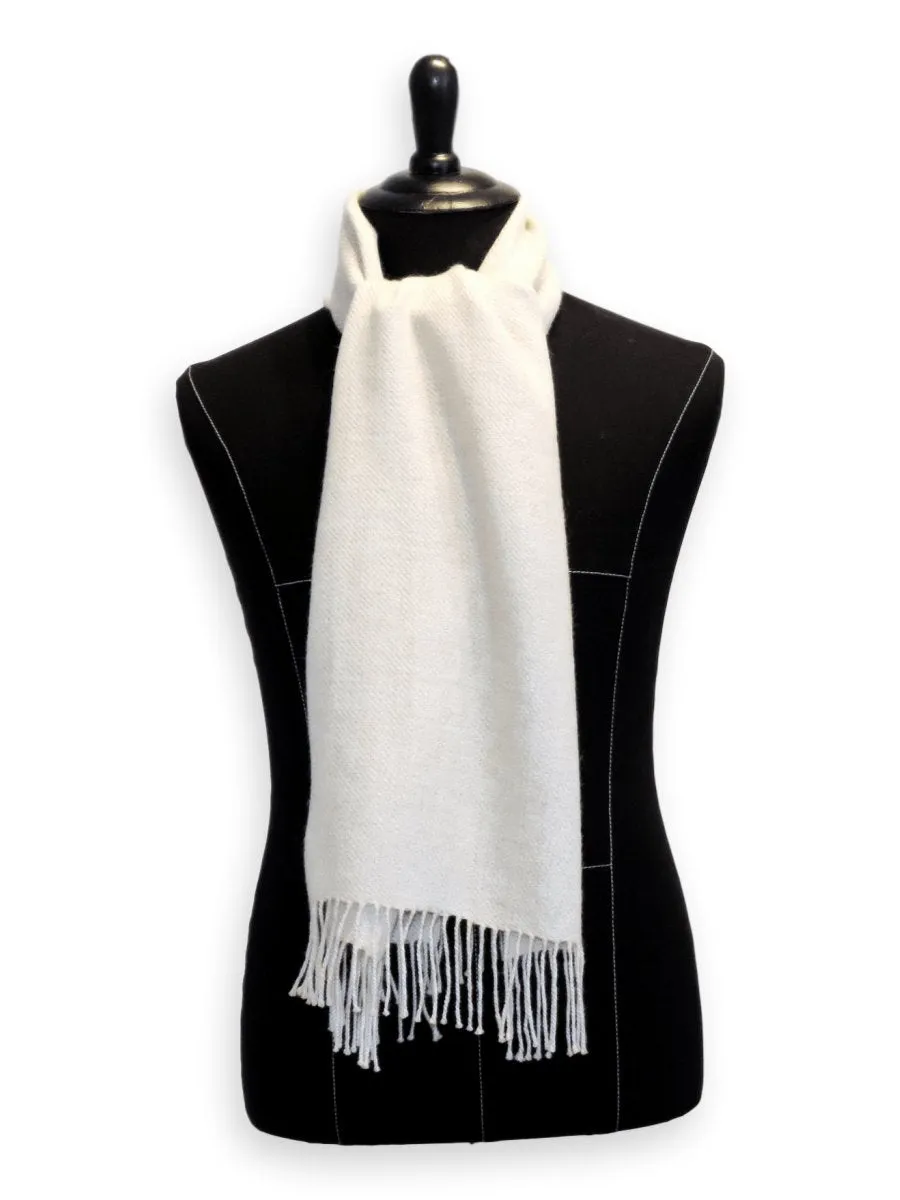 100% Baby Alpaca Woven Scarf - Natural White