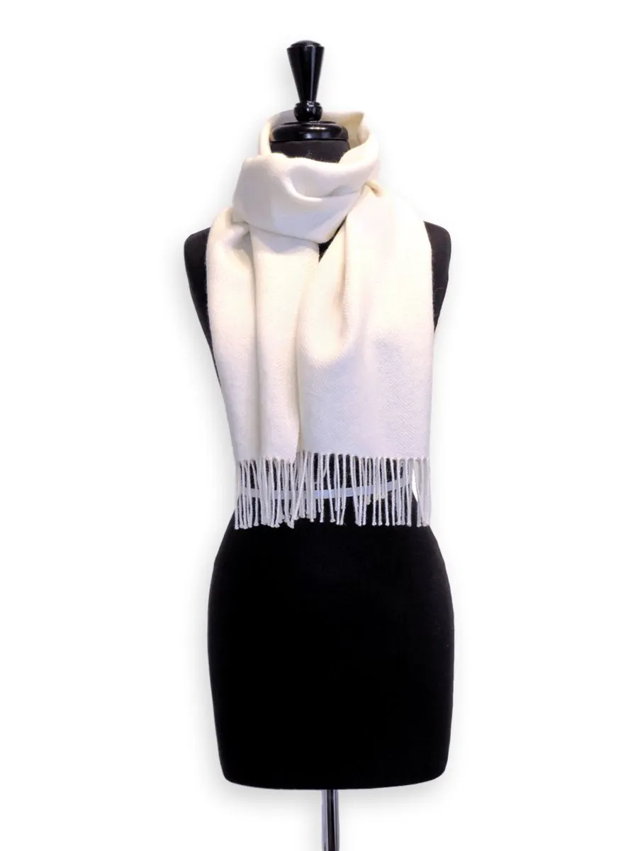 100% Baby Alpaca Woven Scarf - Natural White