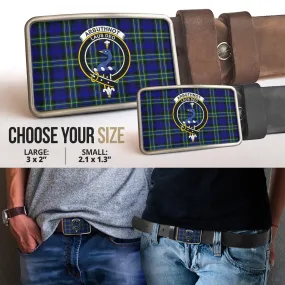 Arbuthnot Modern Tartan Belt Buckles with Family Crest