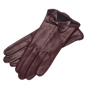 Avellino Aubergine Leather Gloves