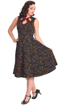 Banned All Hallows Cat 50's Swing Dress Black