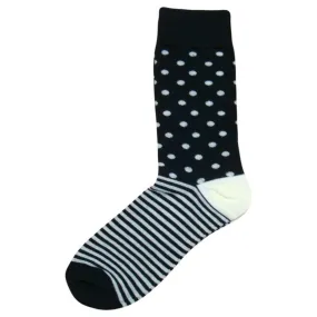 Bassin and Brown Contrast Heel and Toe Striped Socks - Black/White