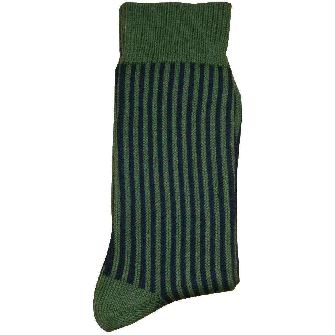 Bassin and Brown Vertical Striped Socks - Green/Navy