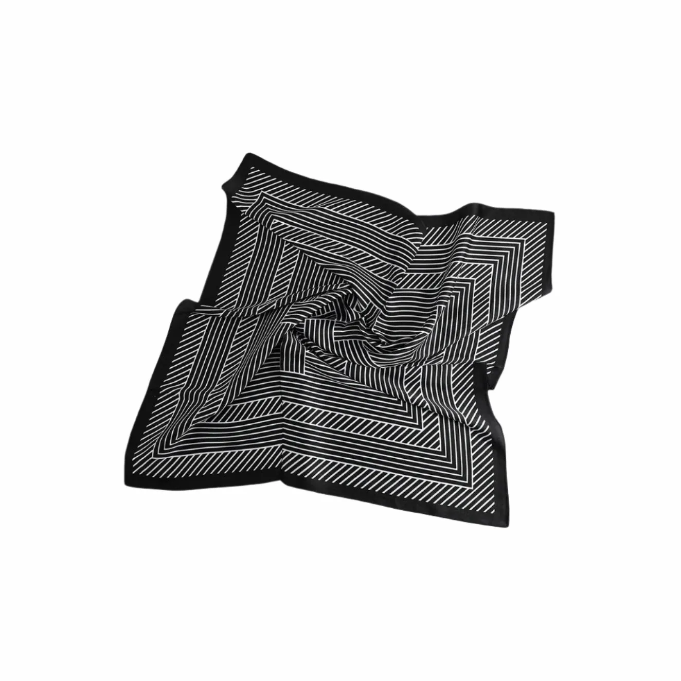 Black & White Geometric Pinstripe Satin Square Scarf