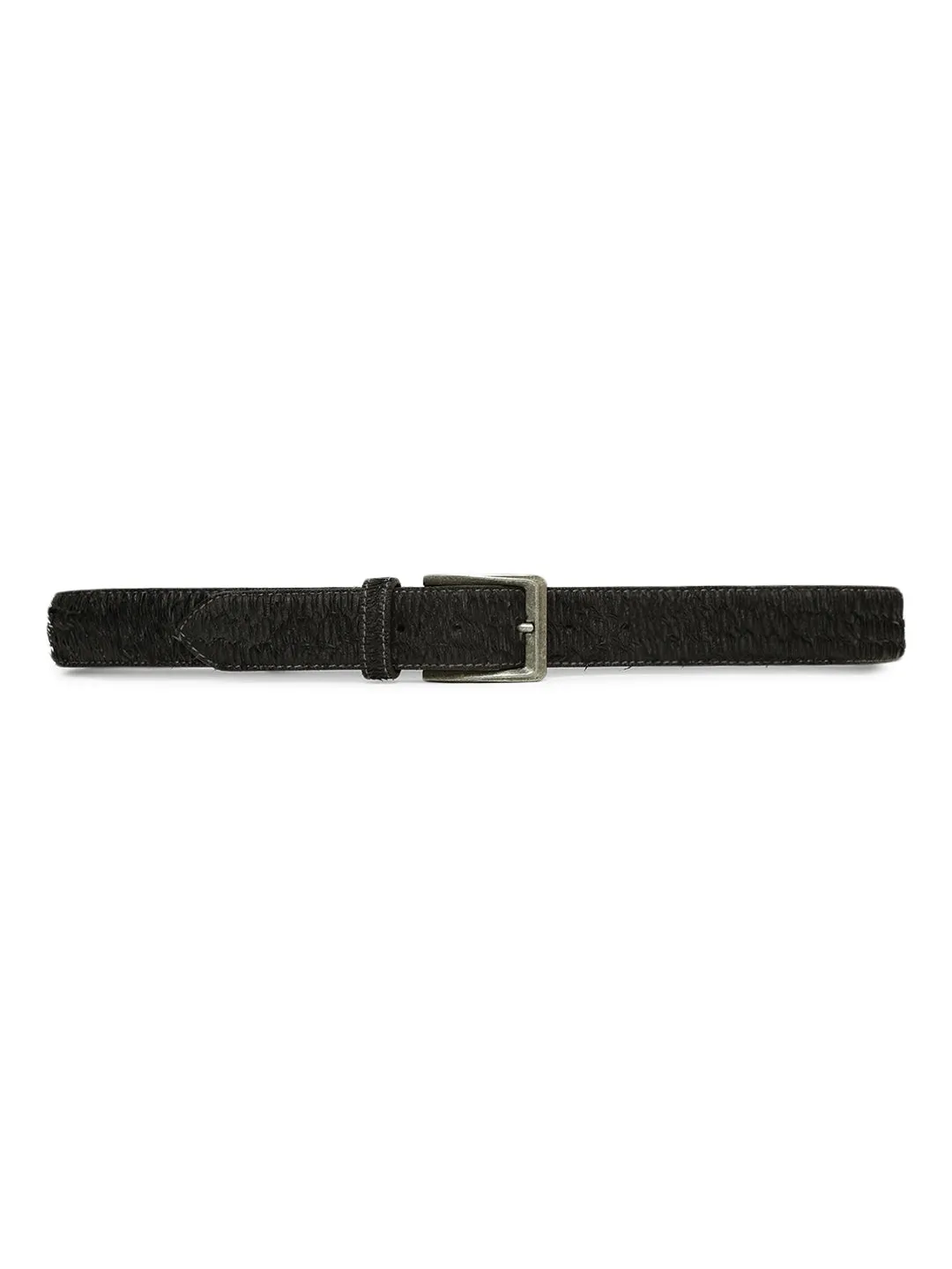 Black Razor-cut Leather Belt By Art N Vintage