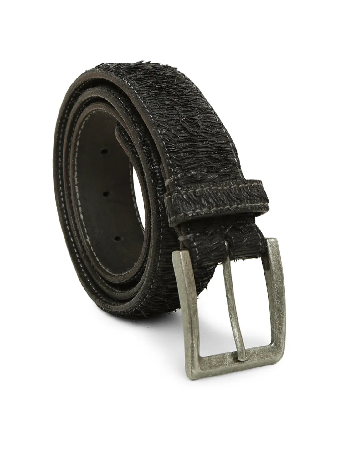 Black Razor-cut Leather Belt By Art N Vintage