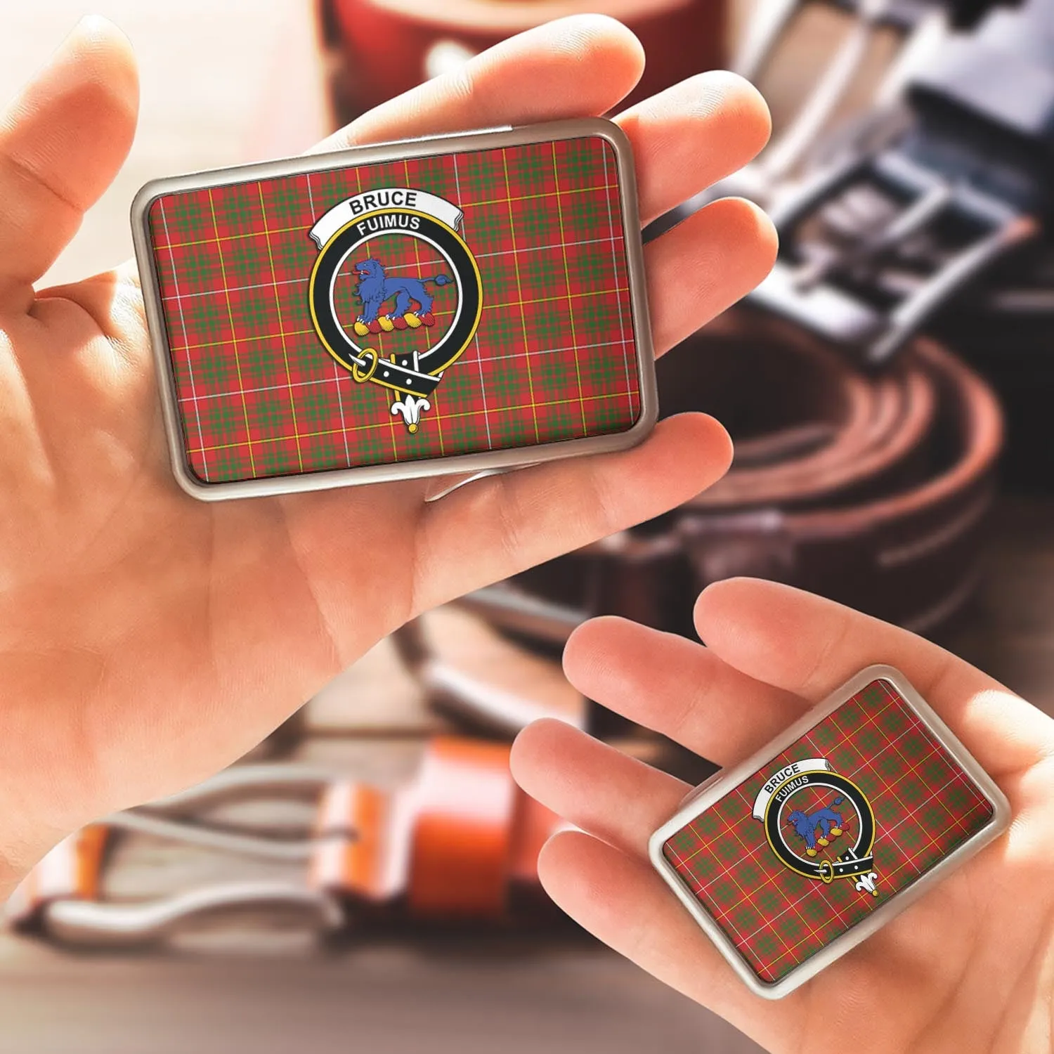 Bruce Modern Tartan Belt Buckles with Family Crest