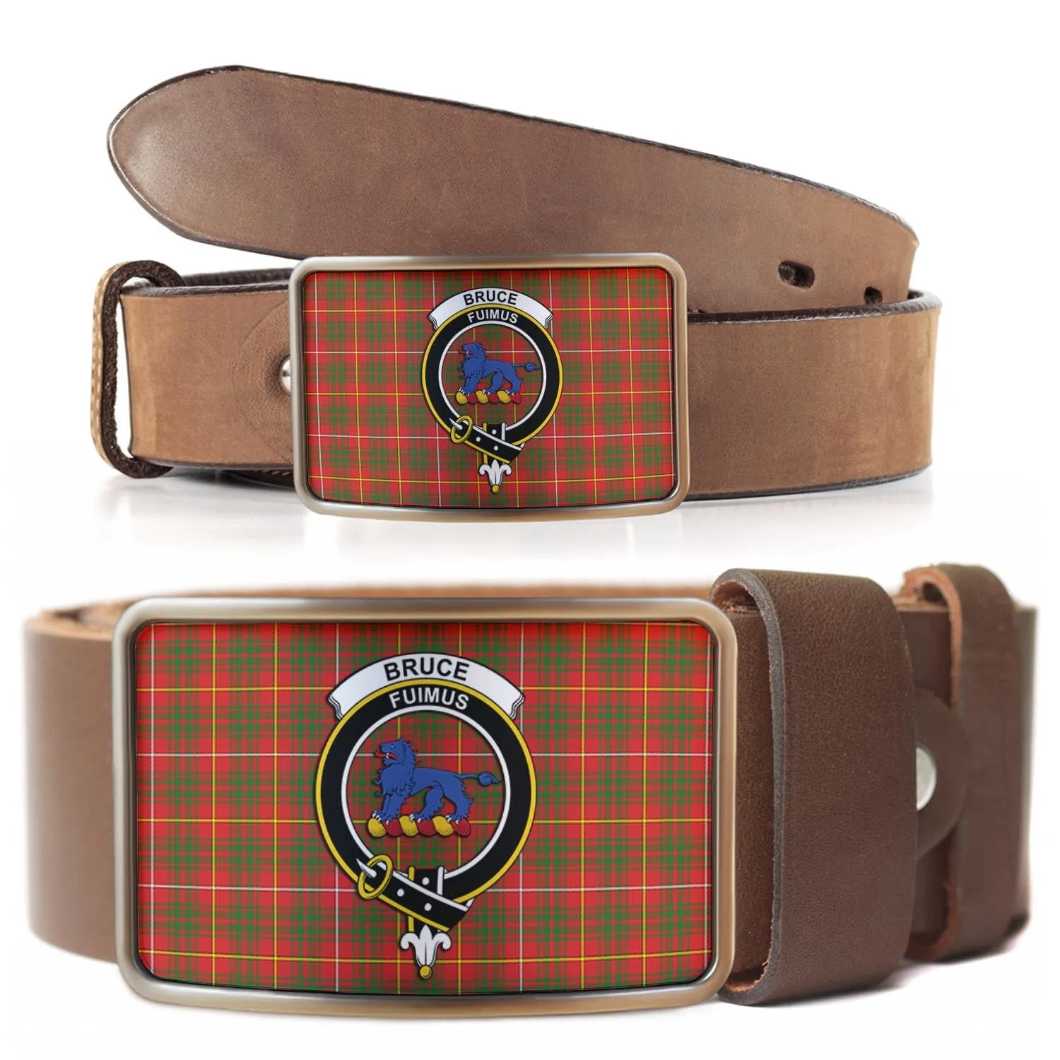 Bruce Modern Tartan Belt Buckles with Family Crest