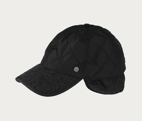 Bugatti Baseball Bap in Quilted Look with Ear Flaps | Black