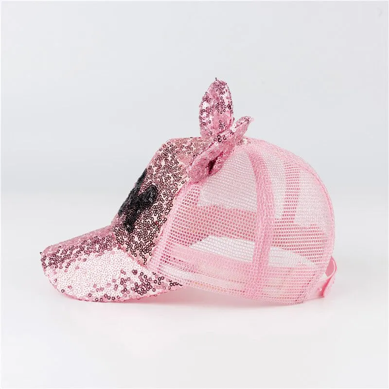 Casual Sweet Kids' Mesh Baseball Caps With Sequins For Summer