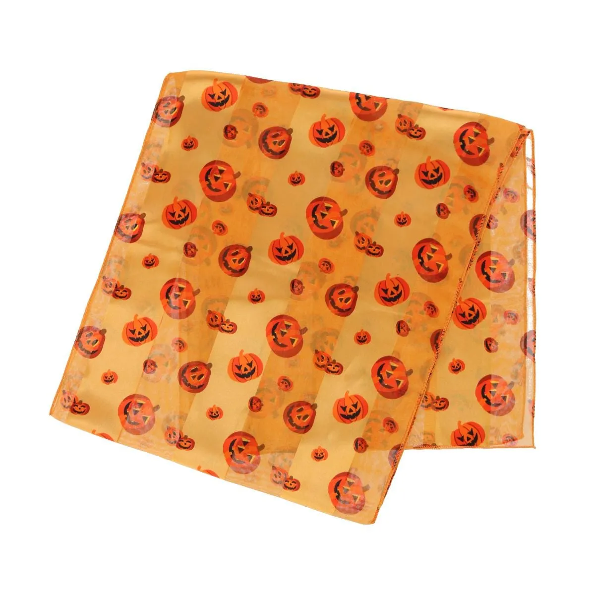 CTM® Women's Pumpkin Jack O Lantern Halloween Lightweight Satin Scarf