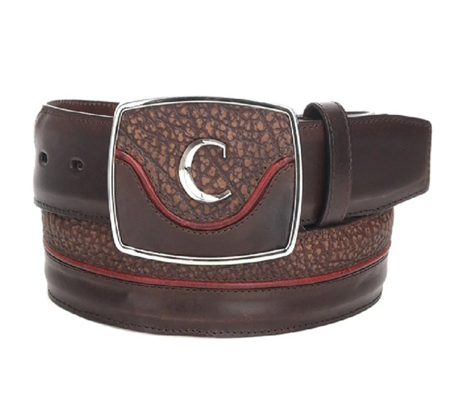 Cuadra Men's Modern Leather Belt Desert Brown Red