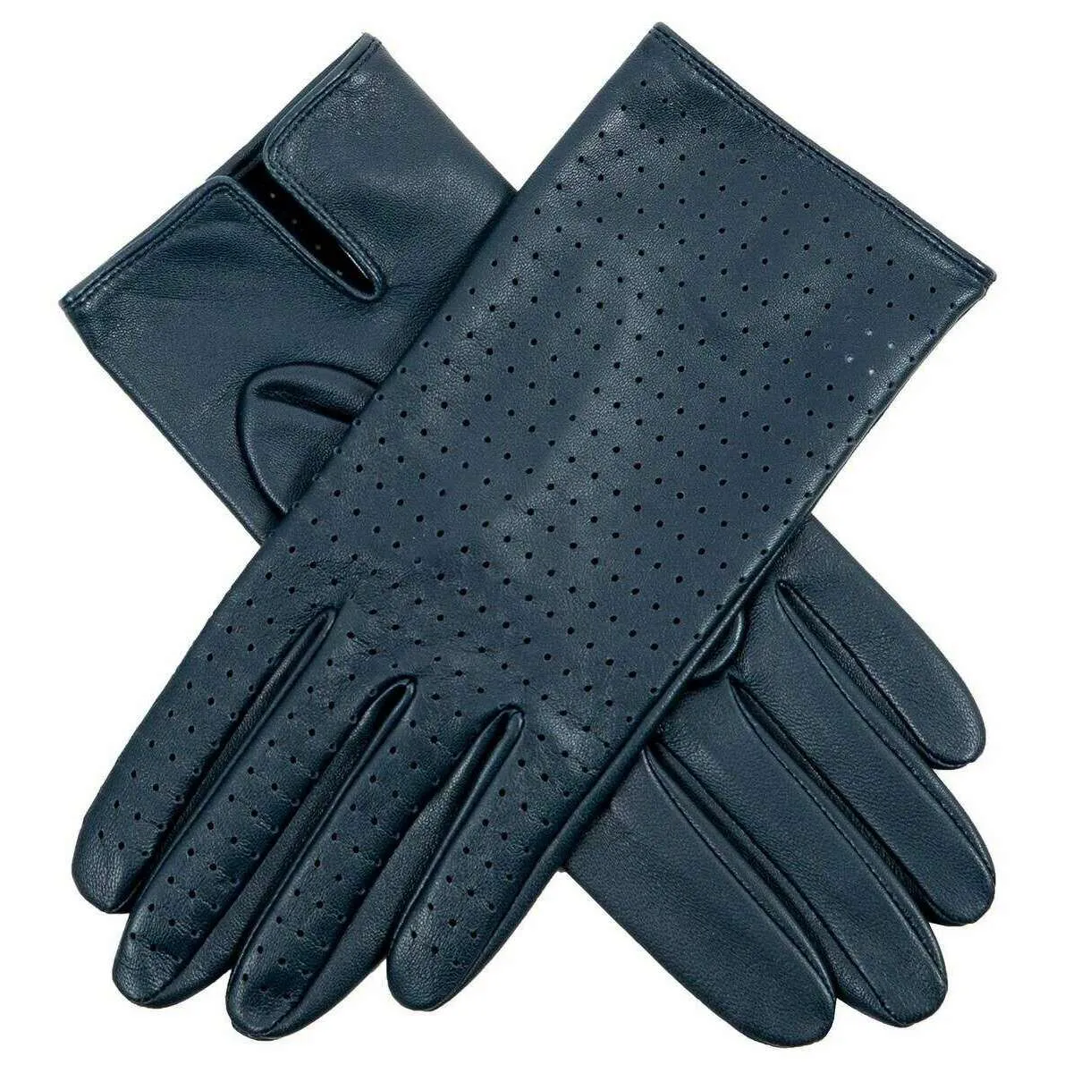 Dents Florence Perforated Leather Gloves - Navy