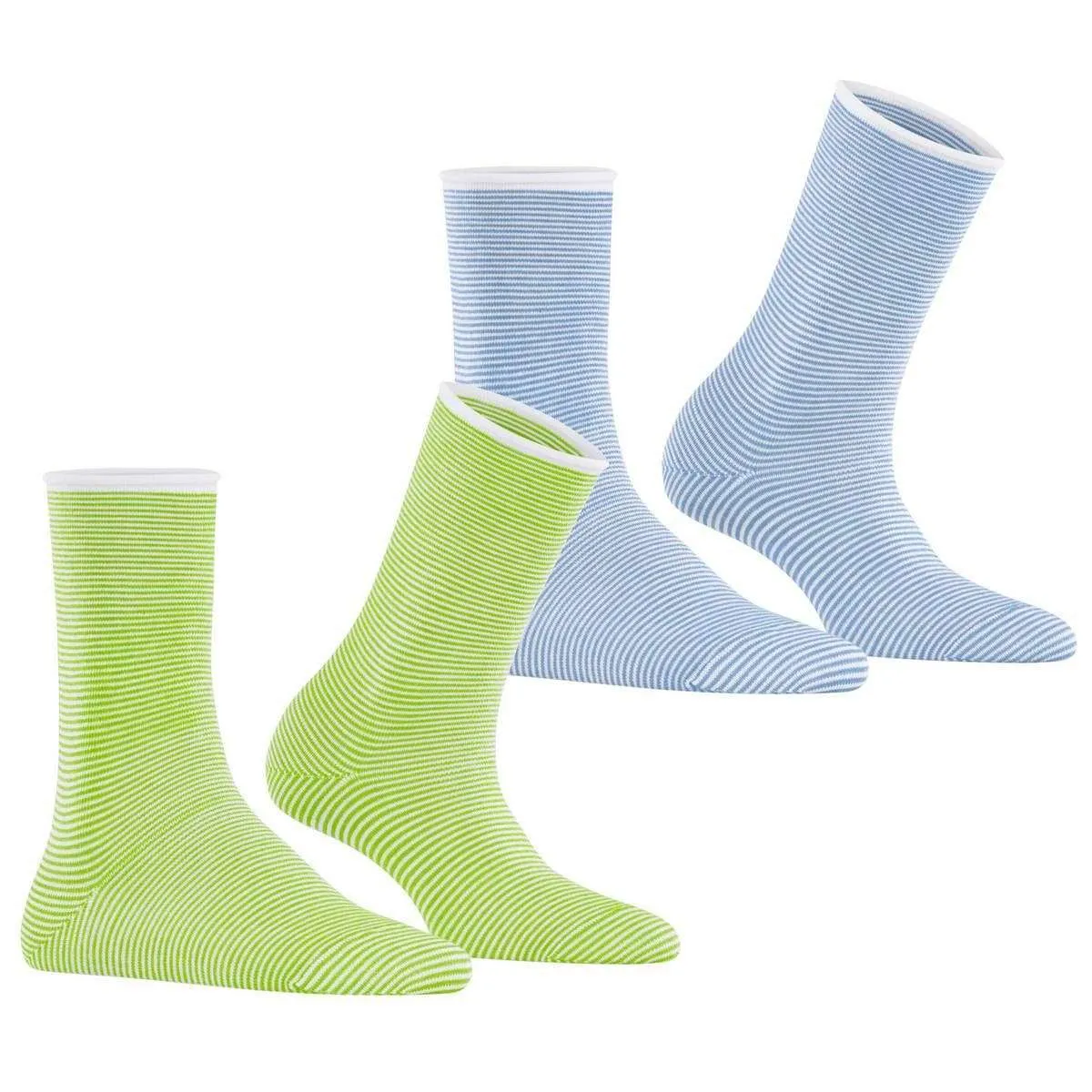 Esprit Allover Stripe 2 Pack Socks - Green/Blue