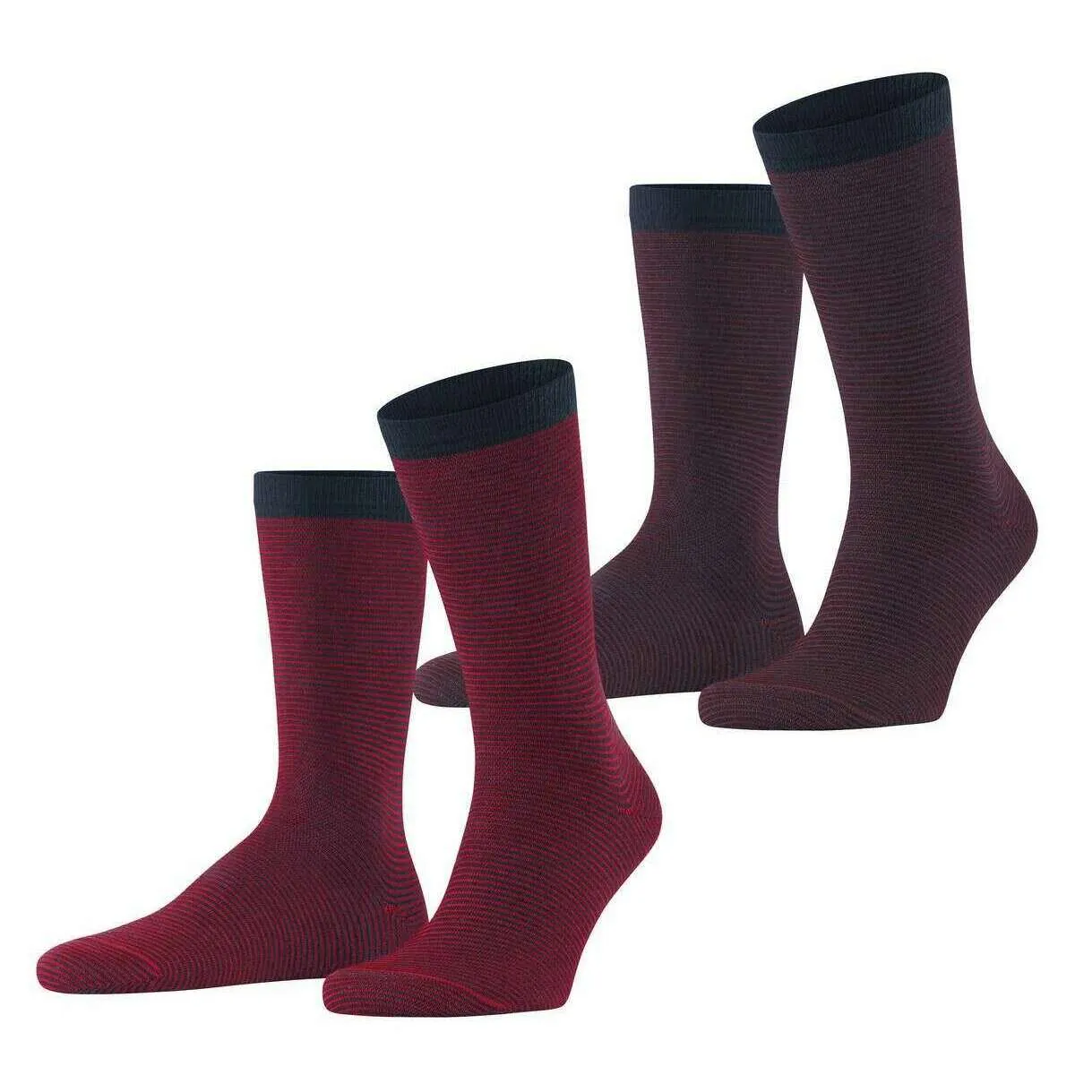 Esprit Allover Stripe 2 Pack Socks - Red/Brown/Black