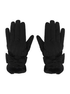 FabSeasons Water-Resistant Touchscreen Black Winter Gloves for Girls and Women: Fits 10 Years & Above