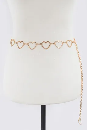 Gold Metal Heart Chain Belt