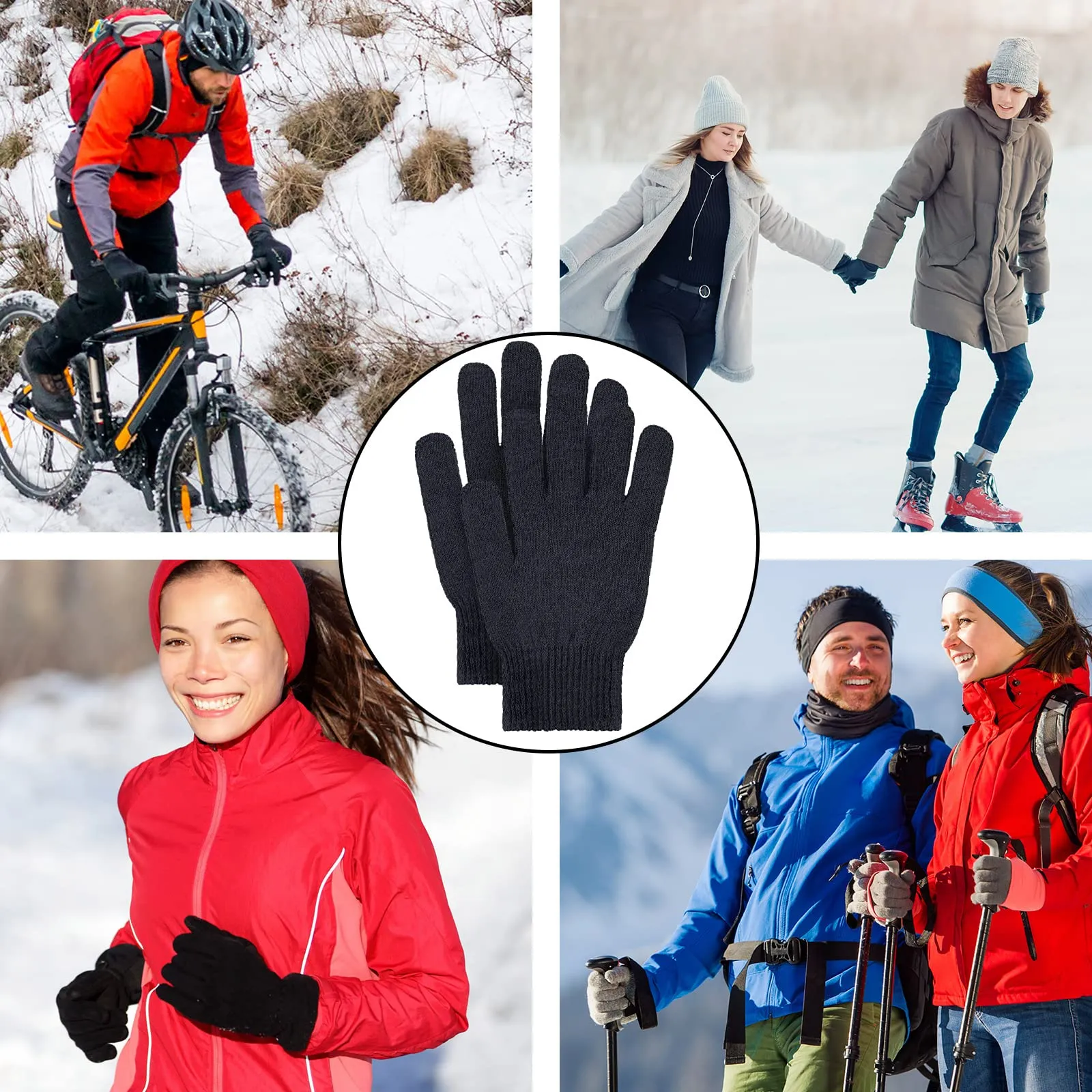 Handepo 100 Pairs Adult Knit Gloves Bulk Winter Warm Stretchy Gloves for Cold Weather Outdoor Sports Skating Skiing Donation Gifts