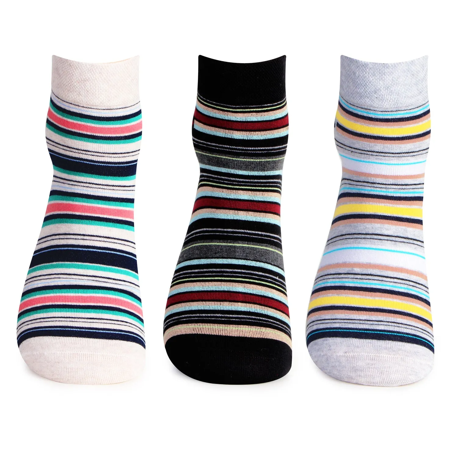 Hush Puppies Striped Delight Ankle Length Socks - Pack of 3