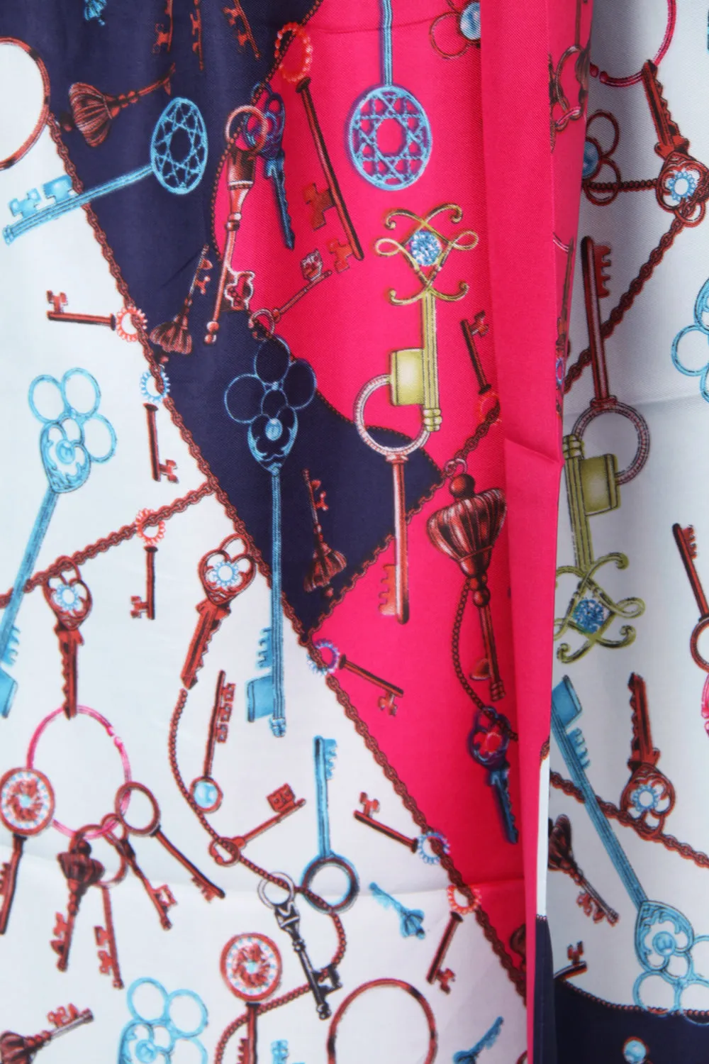 Keys Print Reversible Silky Self Tie Neck & Head Scarf