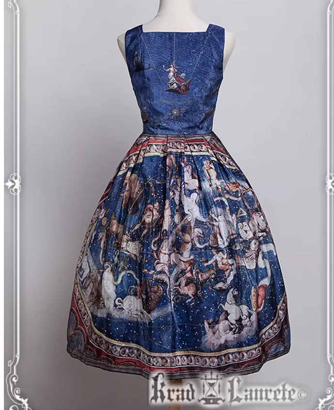 Krad Lanrete~Elegant Lolita Dark Blue Zodiac Print JSK