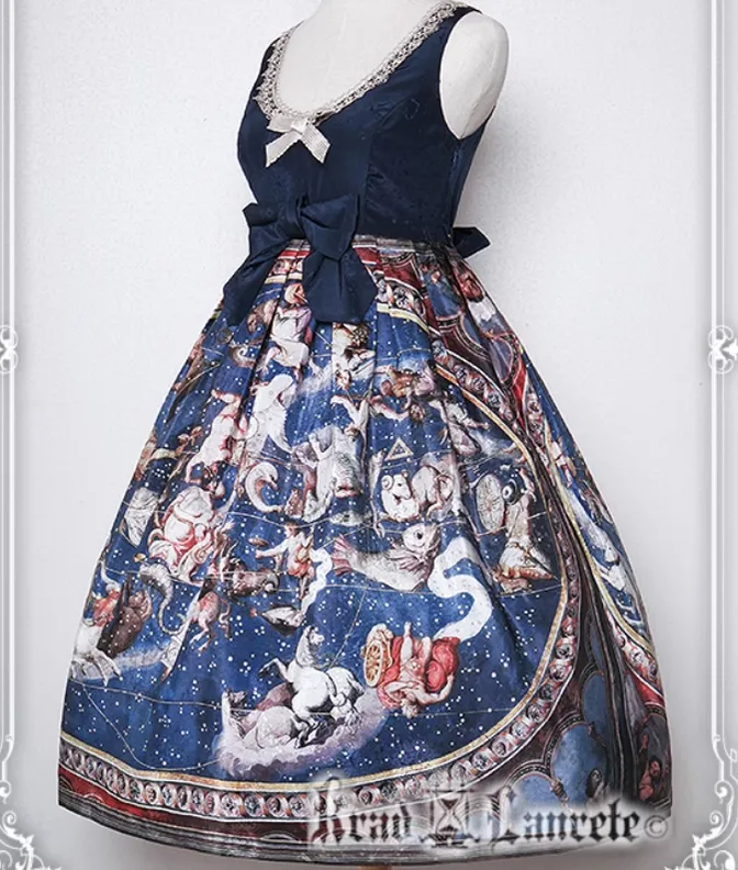 Krad Lanrete~Elegant Lolita Dark Blue Zodiac Print JSK