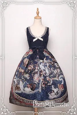 Krad Lanrete~Elegant Lolita Dark Blue Zodiac Print JSK