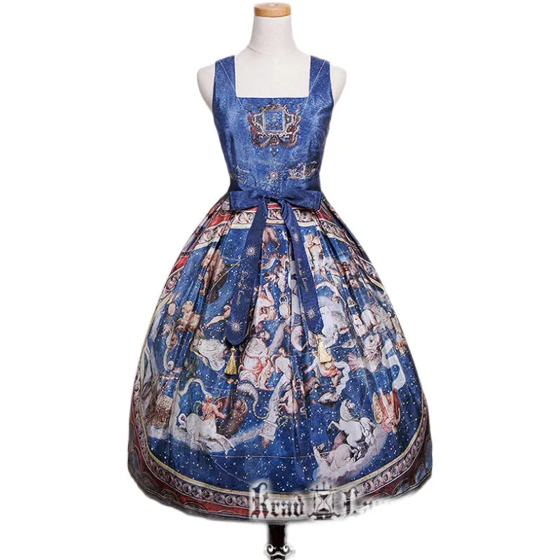 Krad Lanrete~Elegant Lolita Dark Blue Zodiac Print JSK