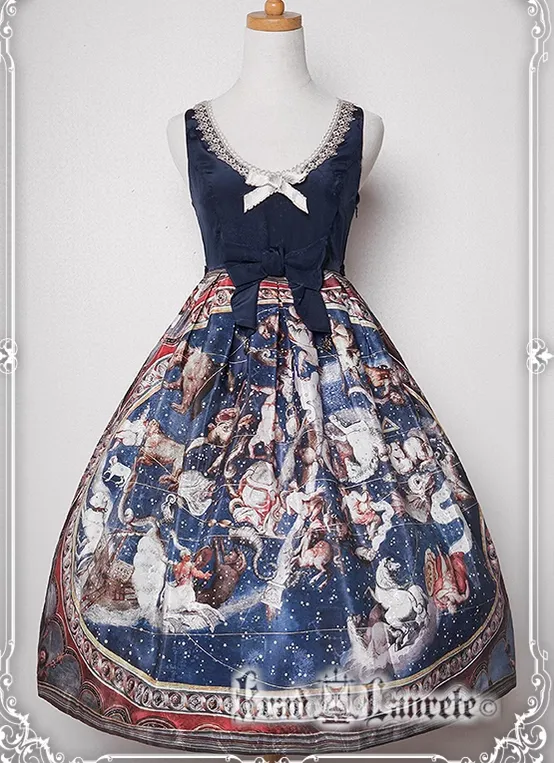 Krad Lanrete~Elegant Lolita Dark Blue Zodiac Print JSK