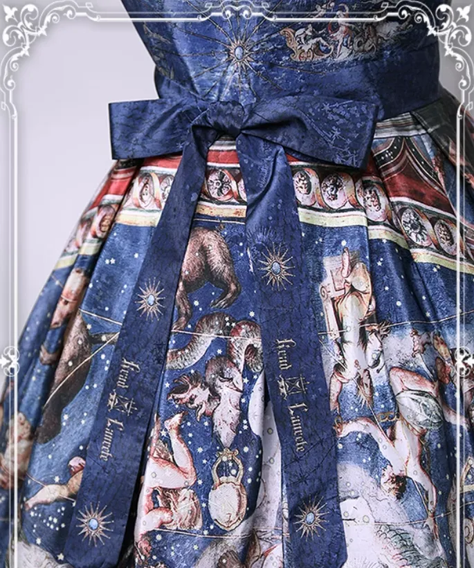 Krad Lanrete~Elegant Lolita Dark Blue Zodiac Print JSK