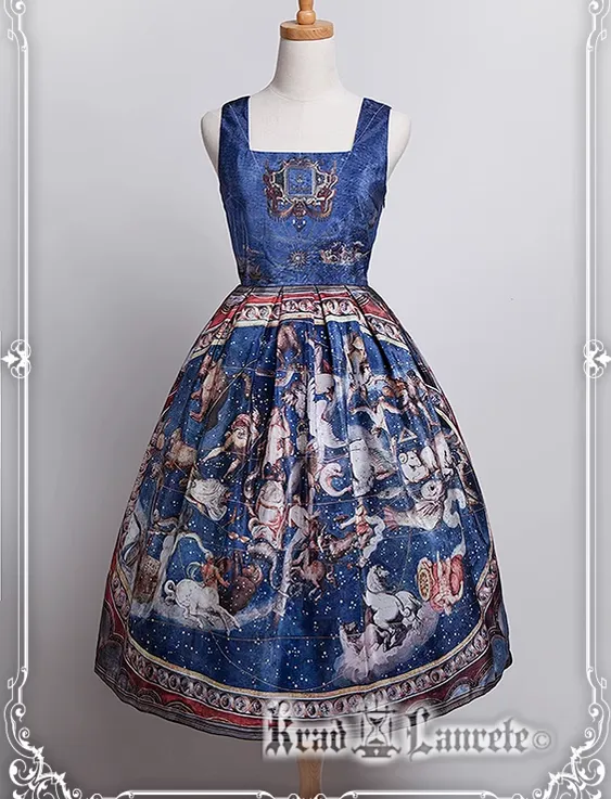 Krad Lanrete~Elegant Lolita Dark Blue Zodiac Print JSK