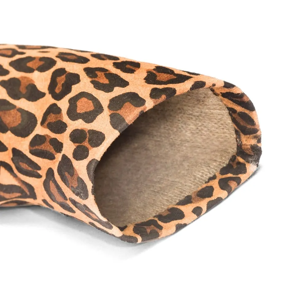 Ladies Cashmere Lined Leather Gloves - Leopard