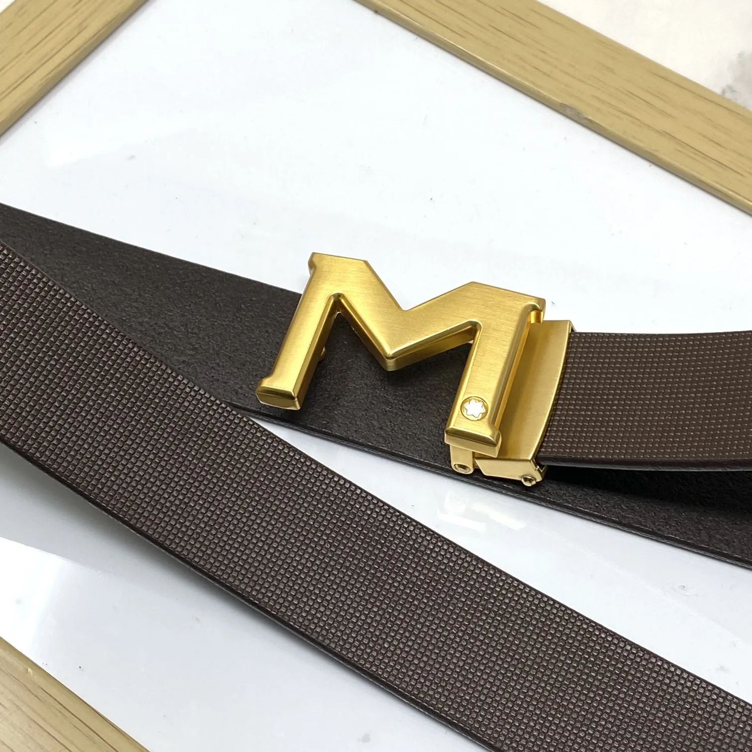 M-Pattern Leather Strap Belt -JonasParamount