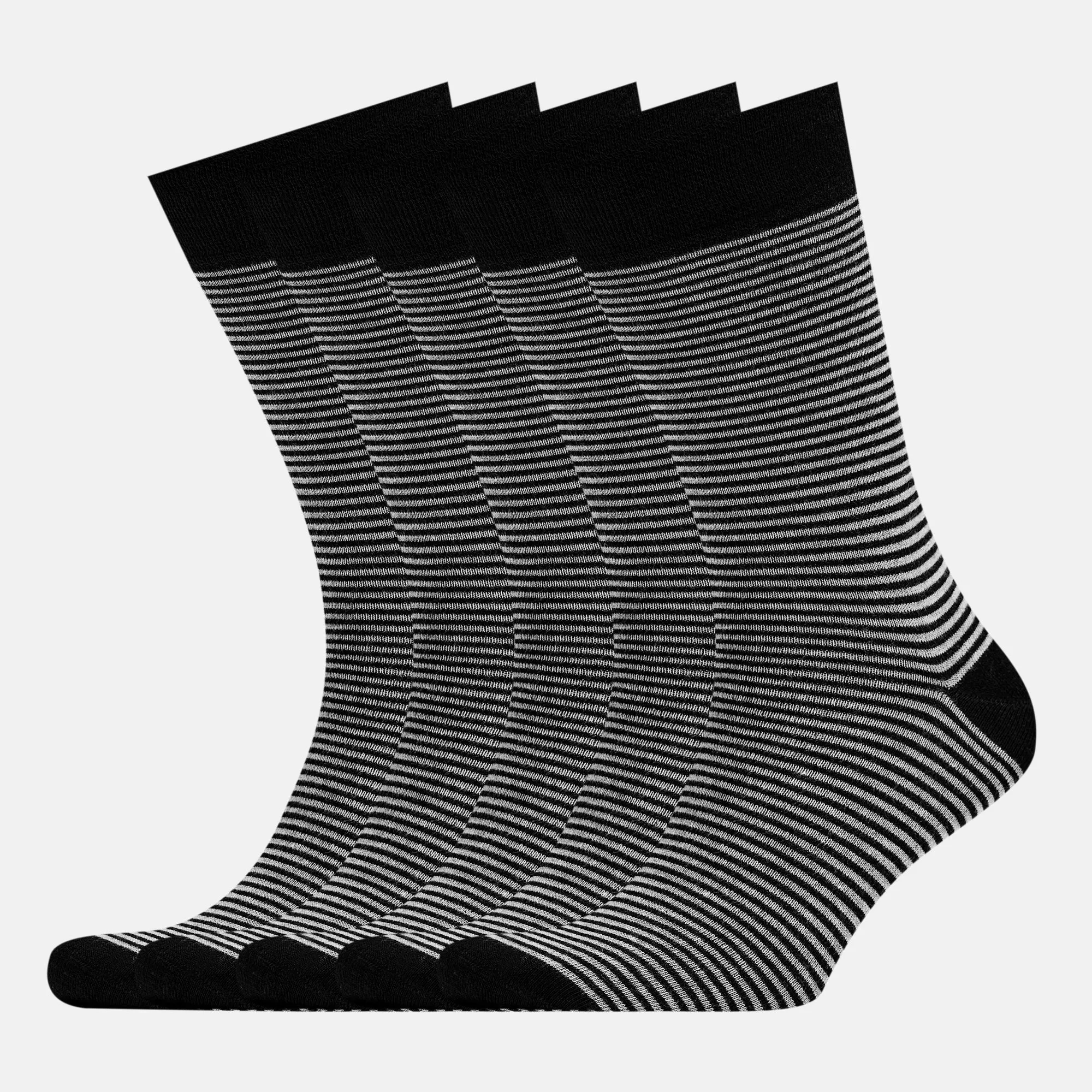 Men's Bamboo Dress Socks • Striped Pack of 1/3/5 Pairs • Black