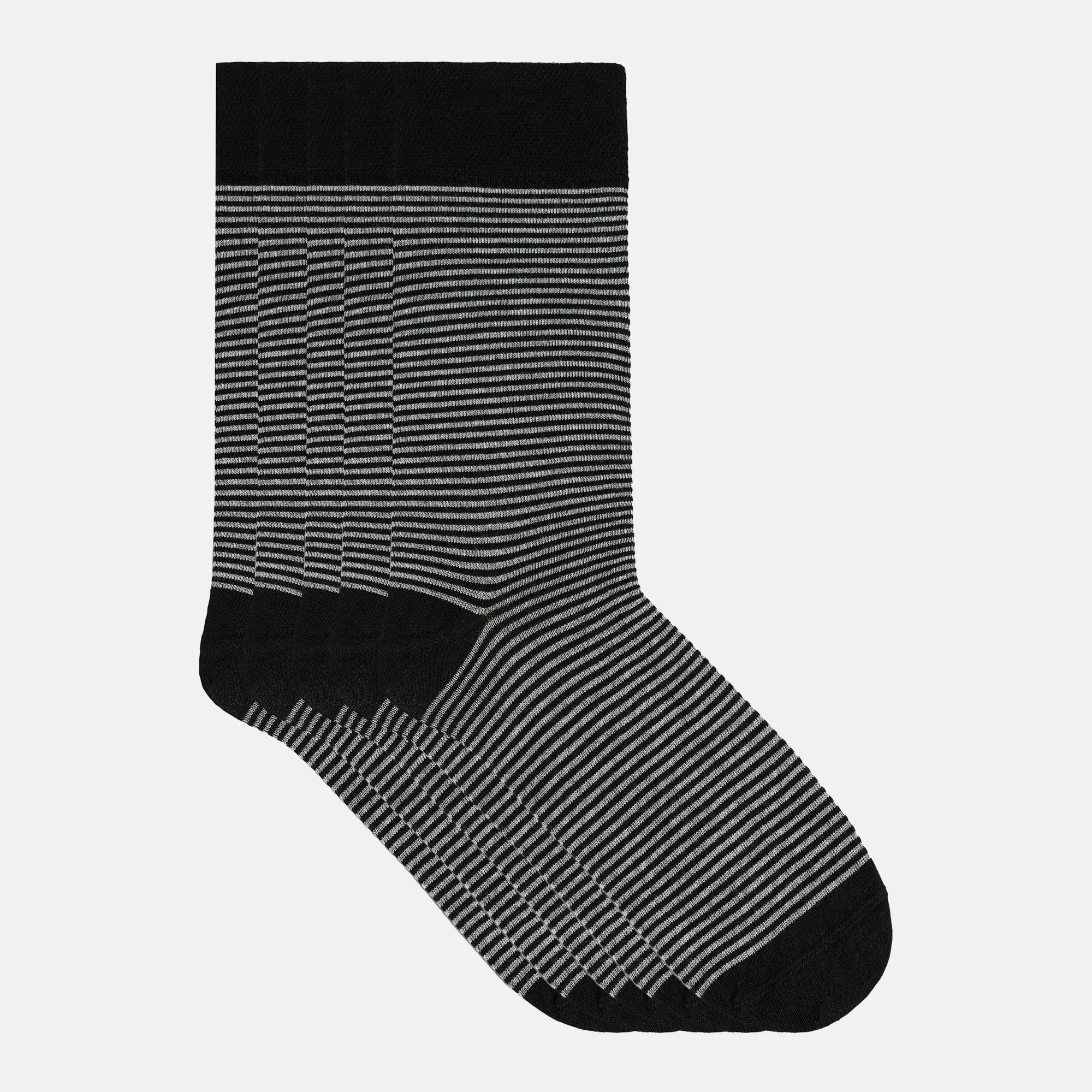 Men's Bamboo Dress Socks • Striped Pack of 1/3/5 Pairs • Black