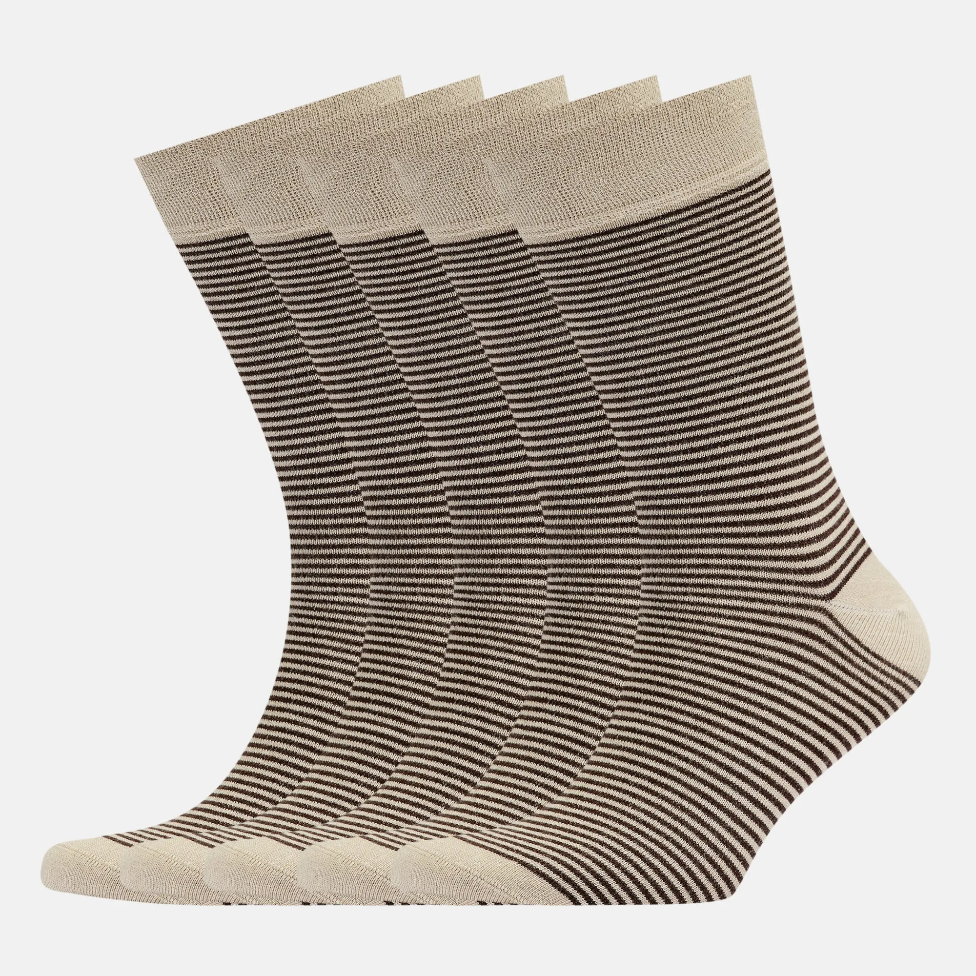 Men's Bamboo Dress Socks • Striped Pack of 1/3/5 Pairs • Camel Khaki