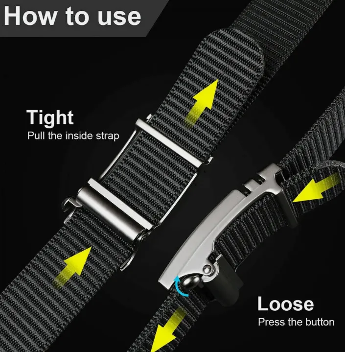 Mens Ratchet Belt Nylon Web Belts for with Automatic Slide Buckle Tactical Belt