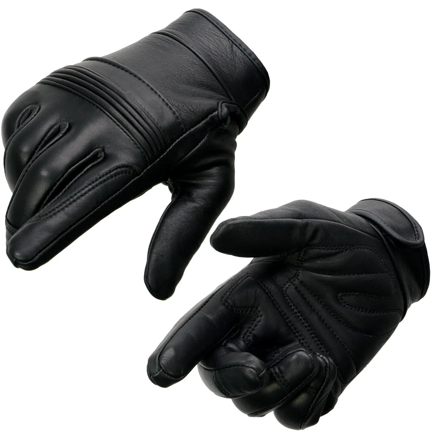 Milwaukee Leather MG7535 Men's Black Leather with Gel Palm Motorcycle