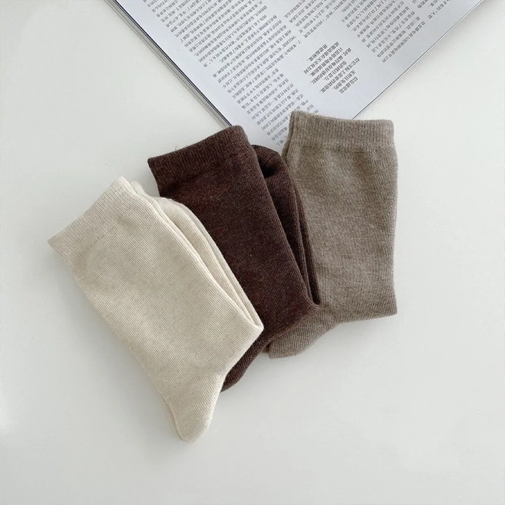 Miss June’s | Women’s | 1 pair cotton socks｜Daily | Natural | Soft | Designed | Solid color | Gift Idea | Casual | Stylish | Comfortable