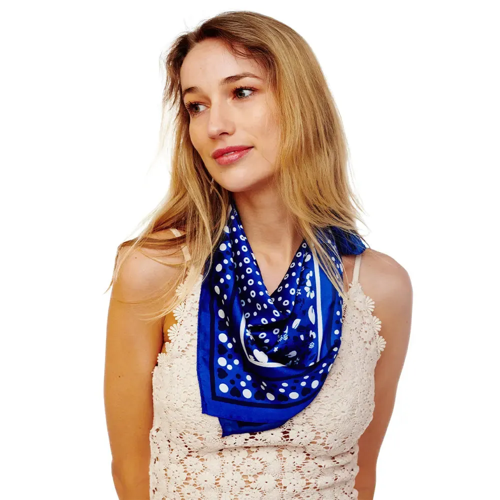 Multi Printed Navy Silk Scarf