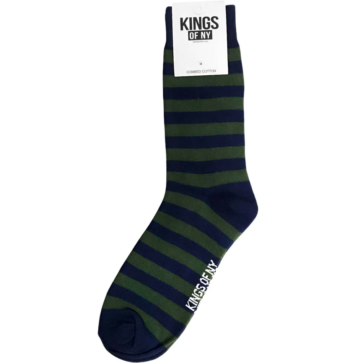 Navy Blue and Green Striped Mens Rugby Socks