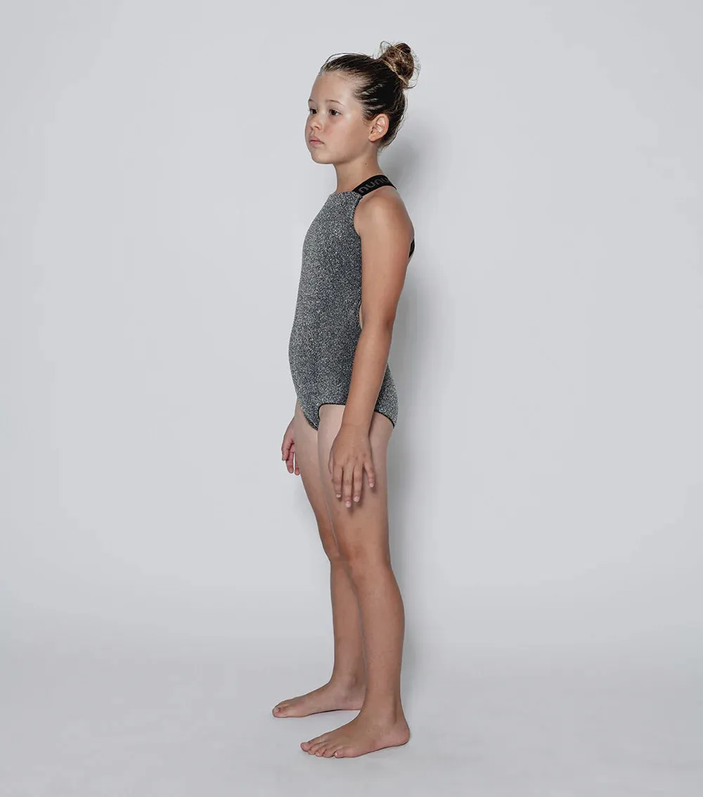 NUNUNU SPORTY SWIMSUIT - SPRINKLED SILVER - 3-4Y/4-5Y