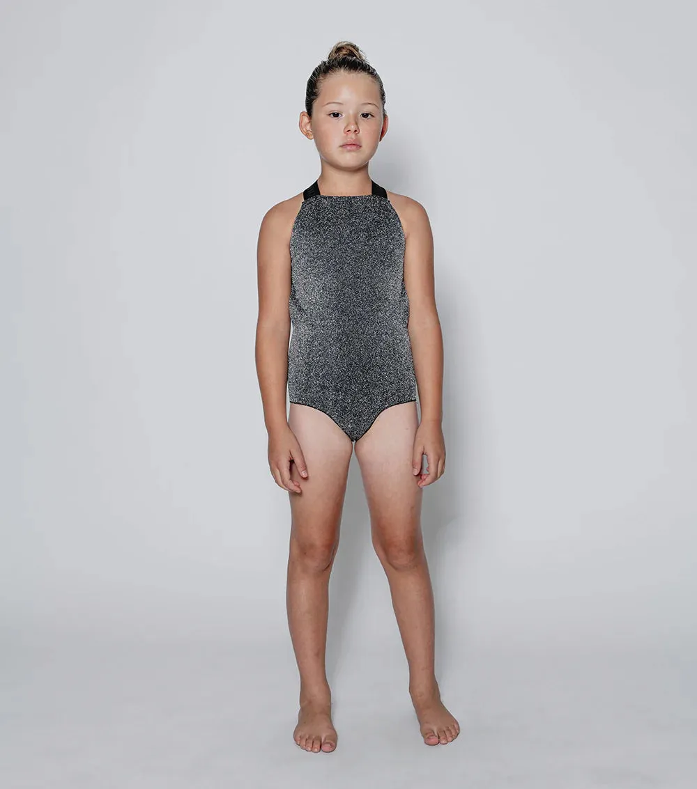 NUNUNU SPORTY SWIMSUIT - SPRINKLED SILVER - 3-4Y/4-5Y