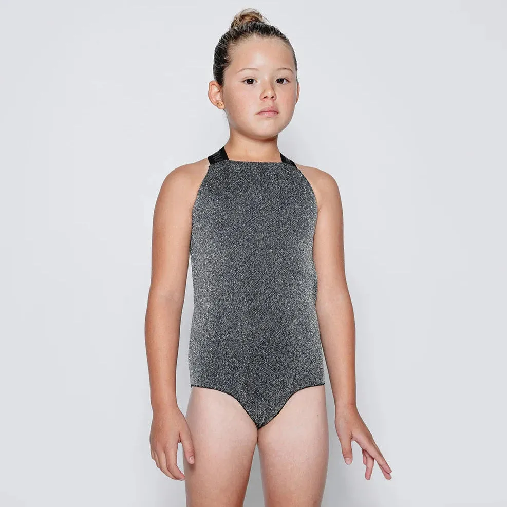 NUNUNU SPORTY SWIMSUIT - SPRINKLED SILVER - 3-4Y/4-5Y