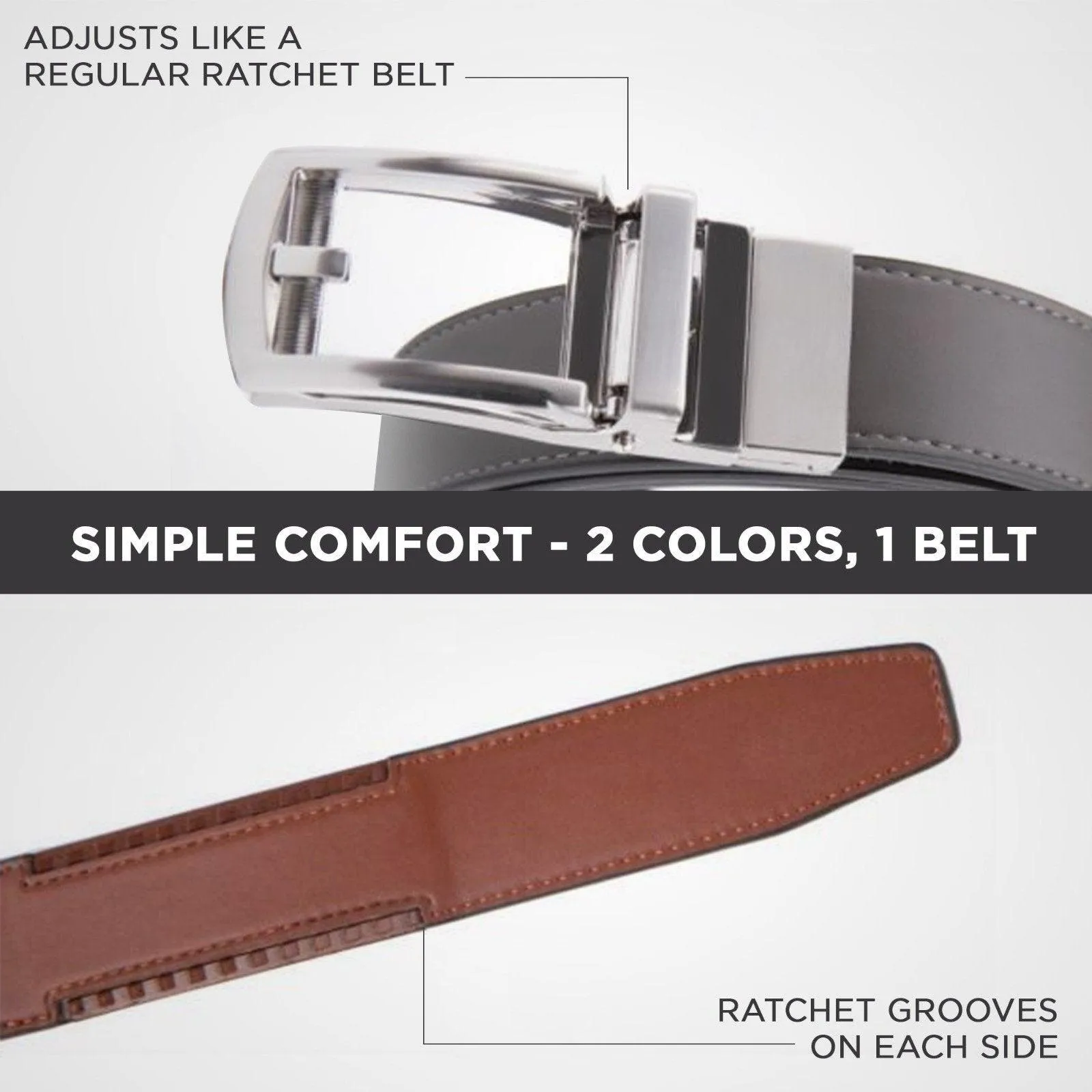 Patented Reversible Ratchet Belt 2 Colors (1 Belt)