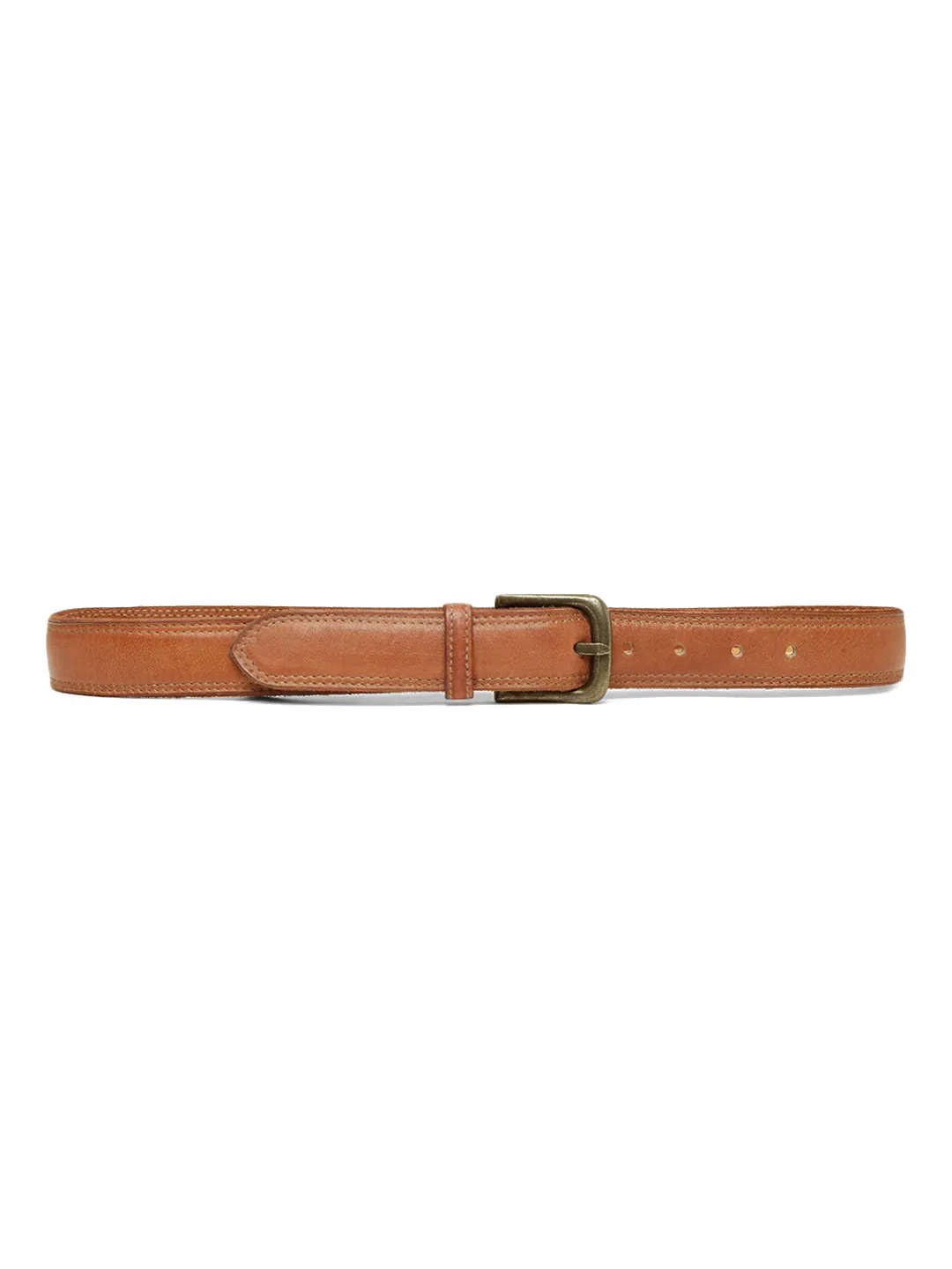 Plain With Side Stitching Tan Mens Leather Belt