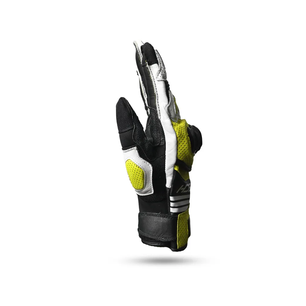 R-tech Rocco  Motorbike Gloves  Black Yellow Flouro