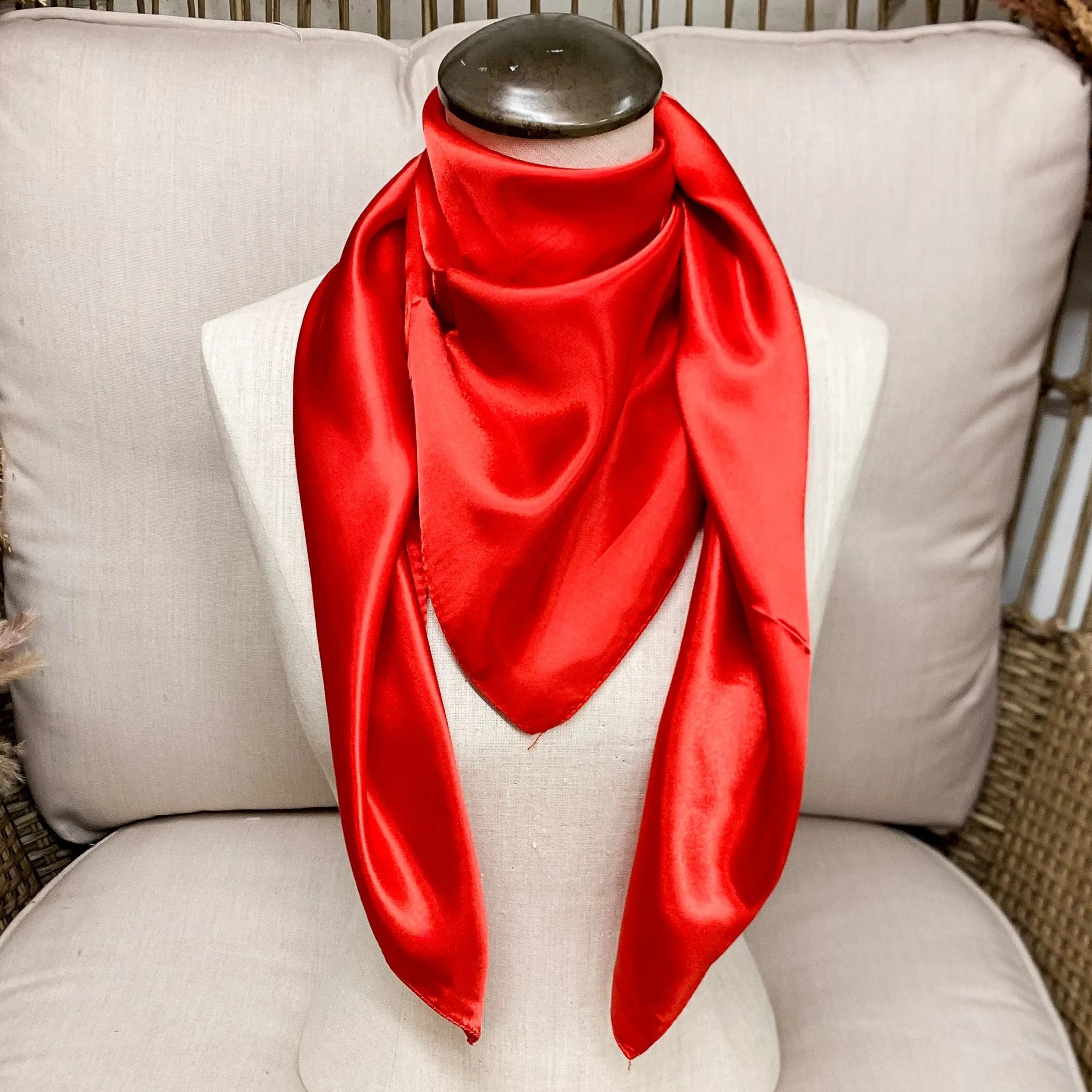 Solid Colored Poly Scarf in Red