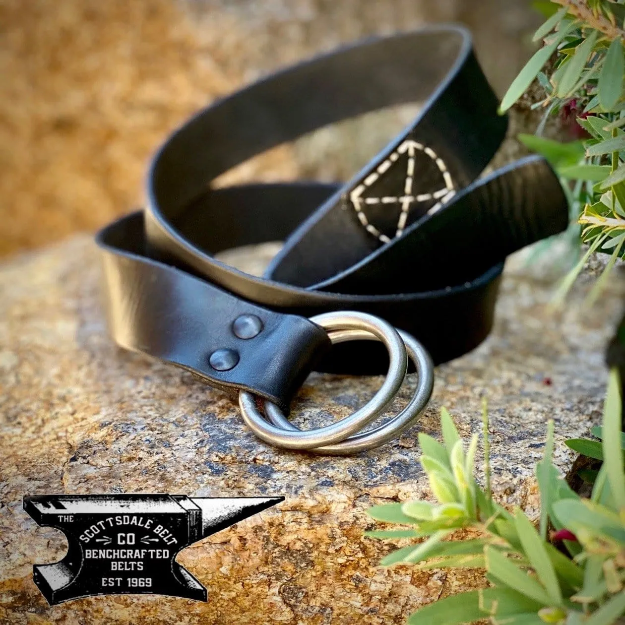 The Sausalito Double Ring 1.5 Classic Black Leather Belt