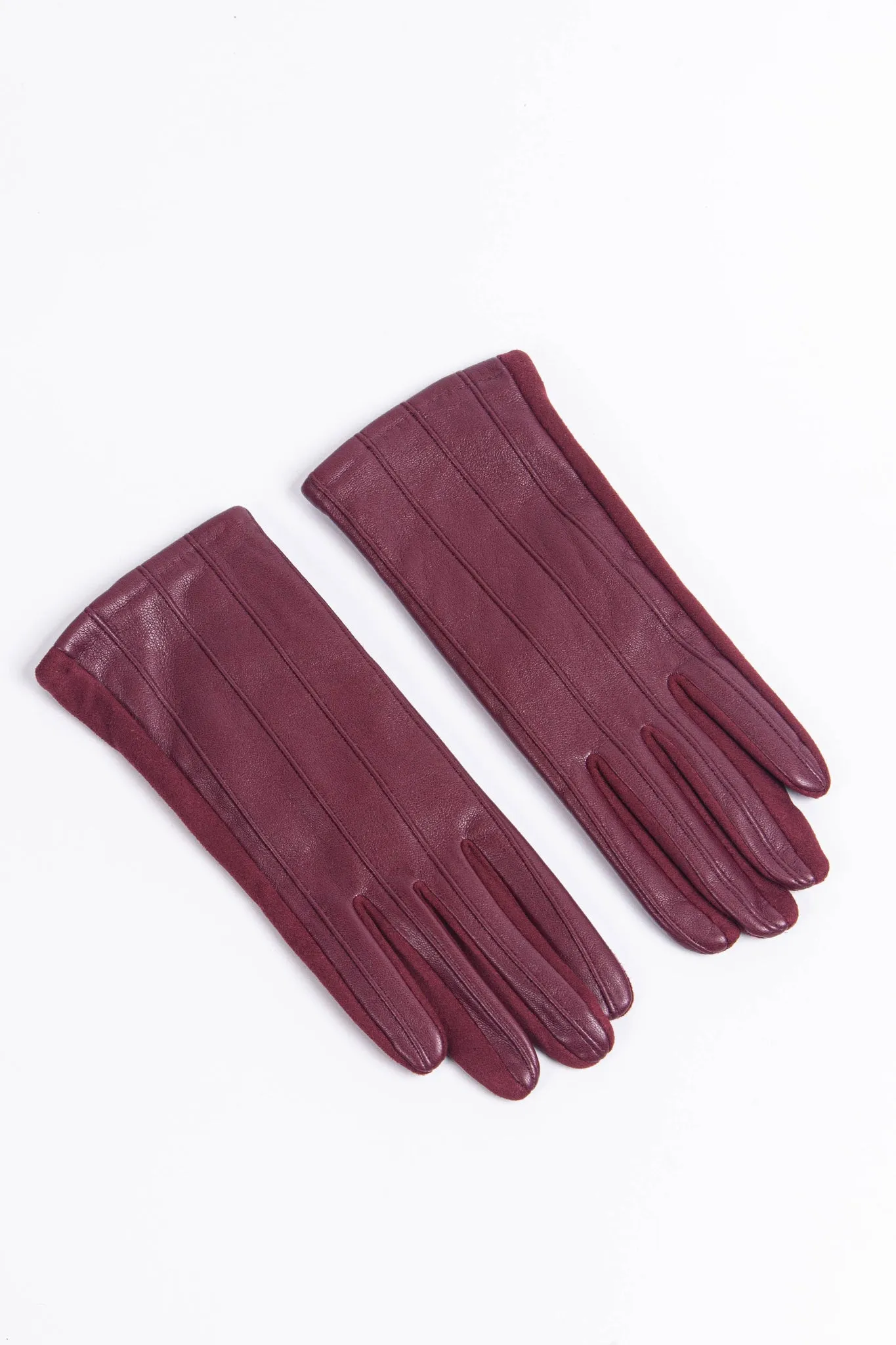 Vegan Leather Touch Screen Lined Gloves Berry